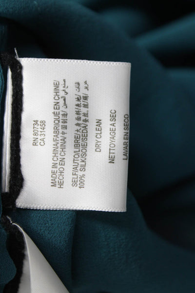 BCBGMAXAZRIA Women Silk Long Sleeve Collared Button Basic Blouse Green Size M