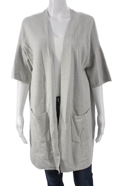 Eileen Fisher Womens Tunic V-Neck Organic Cotton Gray Short Sleeve Size XL