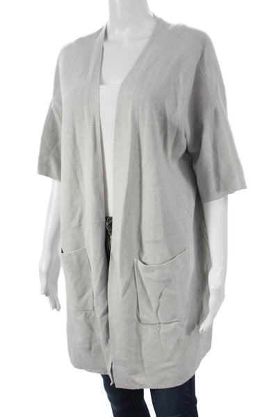 Eileen Fisher Womens Tunic V-Neck Organic Cotton Gray Short Sleeve Size XL