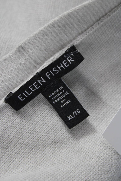 Eileen Fisher Womens Tunic V-Neck Organic Cotton Gray Short Sleeve Size XL