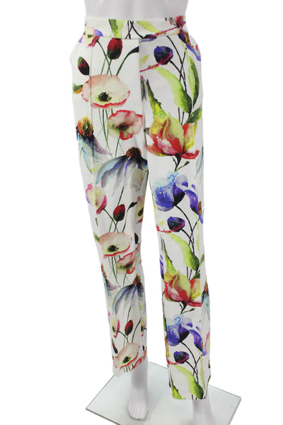 Chiara Boni La Petite Robe Womens Dress Pants White Floral Polyamide Size 52
