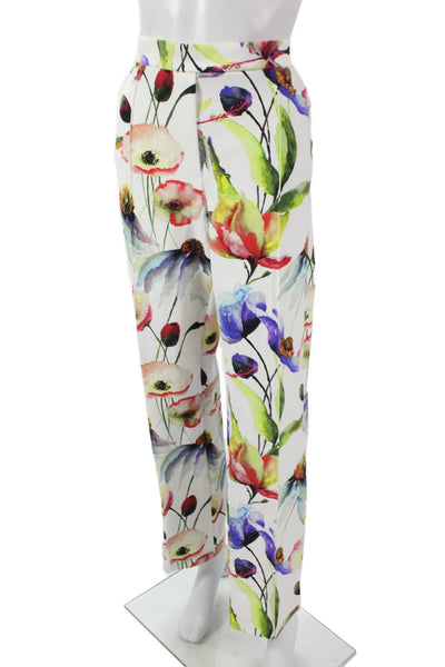 Chiara Boni La Petite Robe Womens Dress Pants White Floral Polyamide Size 52