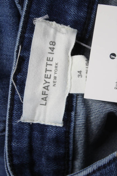 Lafayette 148 New York Womens Straight Blue Cotton Jeans Mid Rise Size 34