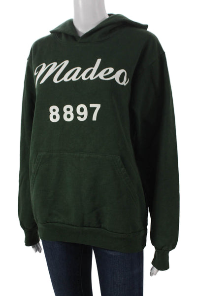 Cloney Unisex Adults Green Cotton Pullover Hoodie Long Sleeve Size S