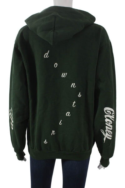 Cloney Unisex Adults Green Cotton Pullover Hoodie Long Sleeve Size S