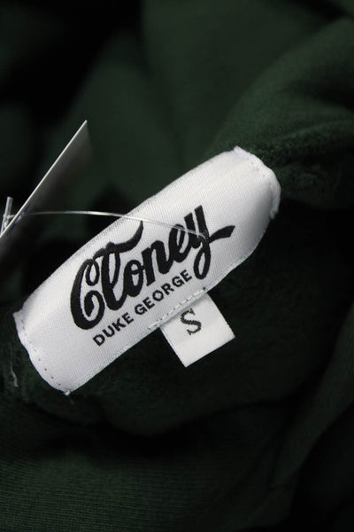 Cloney Unisex Adults Green Cotton Pullover Hoodie Long Sleeve Size S