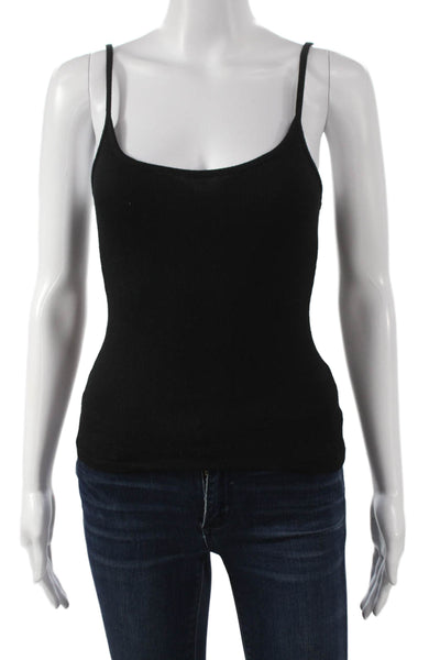 John Galt Women Black Scoop Neck Tank Cotton Blend Sleeveless Size One Size