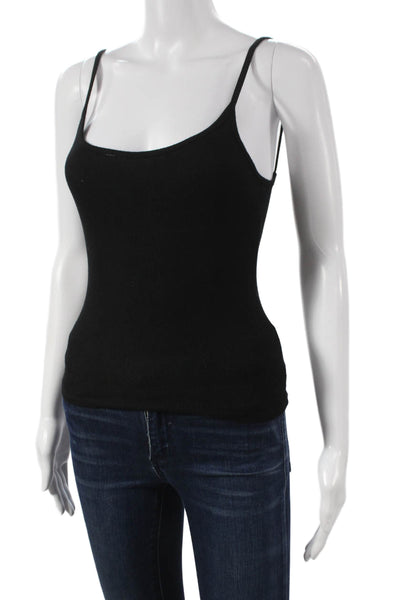 John Galt Women Black Scoop Neck Tank Cotton Blend Sleeveless Size One Size