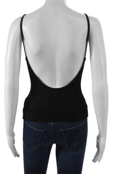 John Galt Women Black Scoop Neck Tank Cotton Blend Sleeveless Size One Size