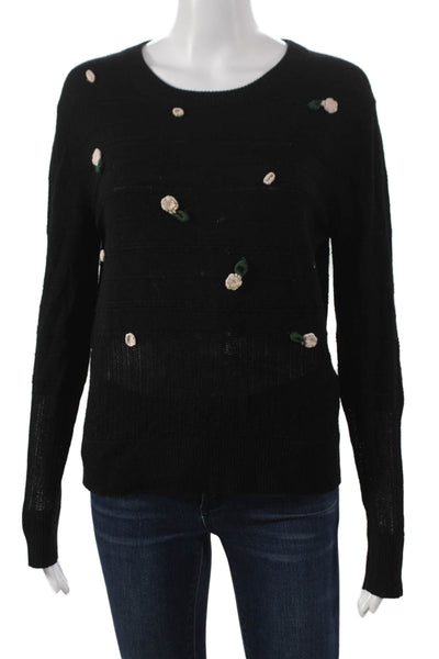 Band Of Outsiders Womens Pullover Merino Wool Floral Black Size 2
