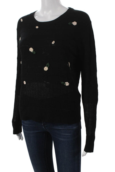 Band Of Outsiders Womens Pullover Merino Wool Floral Black Size 2