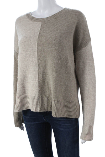 Splendid Women Pullover Wool Sweater Beige Crew Neck Long Sleeve Size M