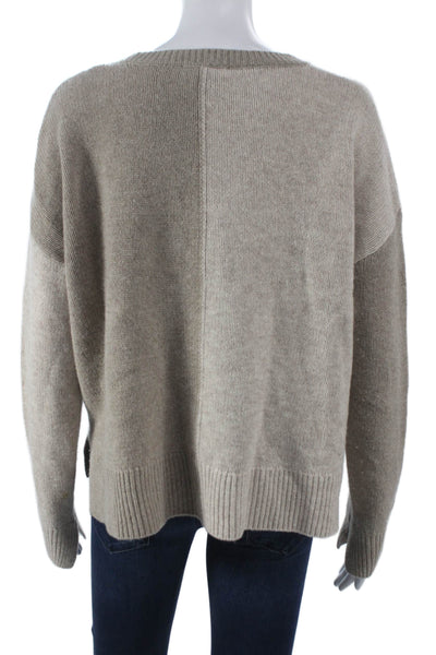 Splendid Women Pullover Wool Sweater Beige Crew Neck Long Sleeve Size M