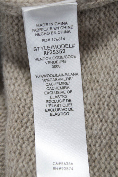 Splendid Women Pullover Wool Sweater Beige Crew Neck Long Sleeve Size M