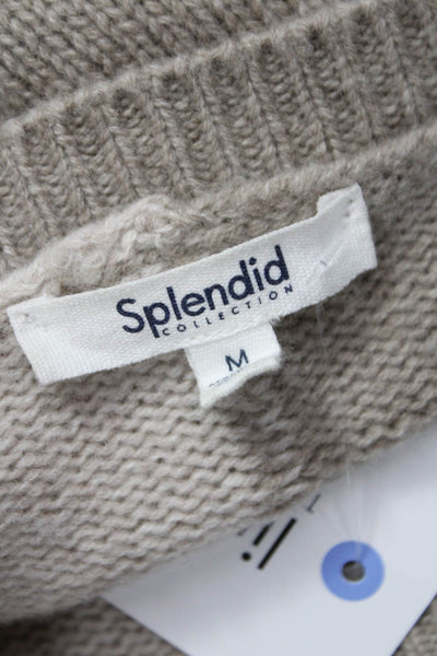 Splendid Women Pullover Wool Sweater Beige Crew Neck Long Sleeve Size M