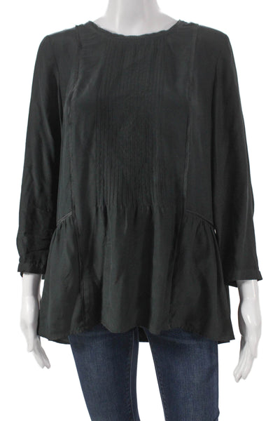 Madewell Women Tunic Blouse Black 3/4 Sleeve Round Neck Size S