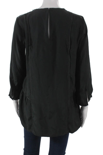 Madewell Women Tunic Blouse Black 3/4 Sleeve Round Neck Size S