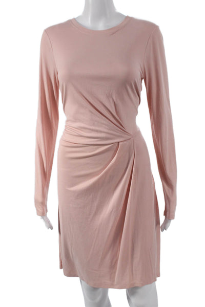 BCBGMAXAZRIA Womens Sheath Pink Mini Dress Long Sleeve Modal Size S