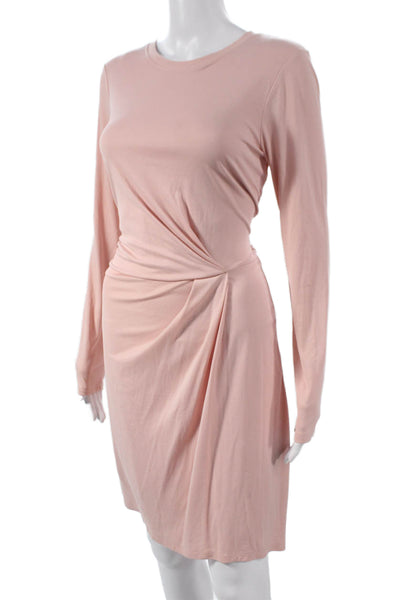 BCBGMAXAZRIA Womens Sheath Pink Mini Dress Long Sleeve Modal Size S