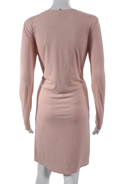 BCBGMAXAZRIA Womens Sheath Pink Mini Dress Long Sleeve Modal Size S