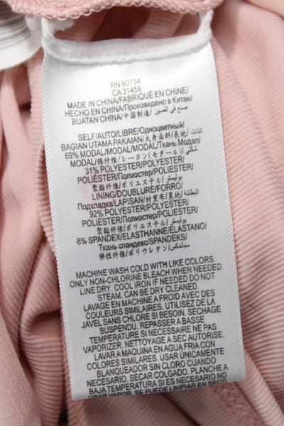 BCBGMAXAZRIA Womens Sheath Pink Mini Dress Long Sleeve Modal Size S