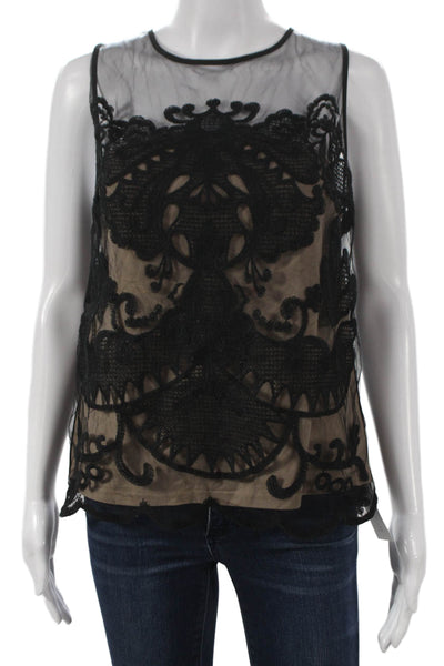 Greylin Anthropologie Women Sleeveless Black Basic Tank Top Round Neck Size M