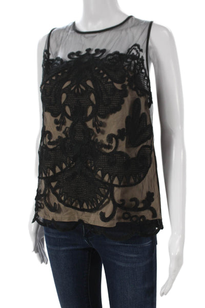 Greylin Anthropologie Women Sleeveless Black Basic Tank Top Round Neck Size M