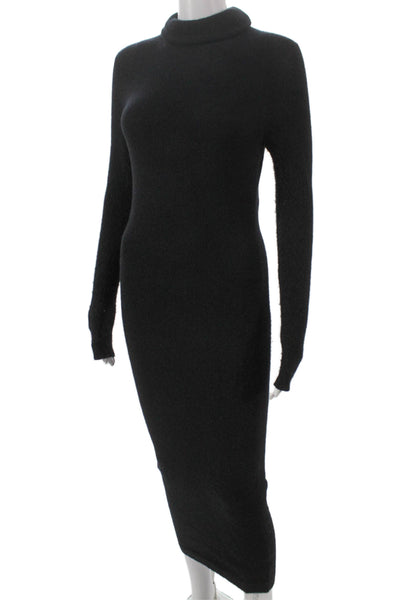 Sergio Hudson Women Sweater Dress Black Turtleneck Longsleeve Alpaca Size M
