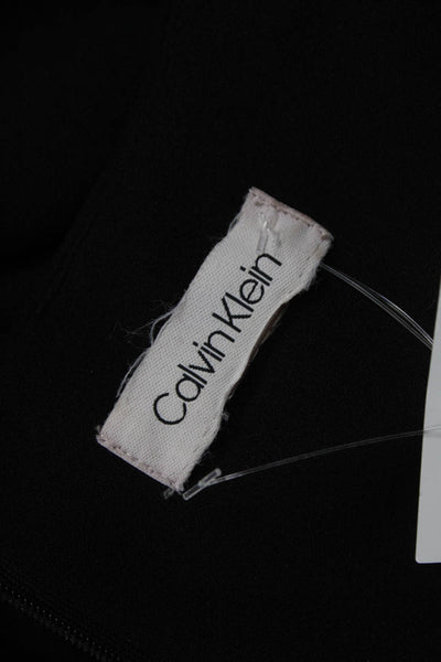 Calvin Klein Women Sheath Dress Black Square Neck Long Sleeve Size S