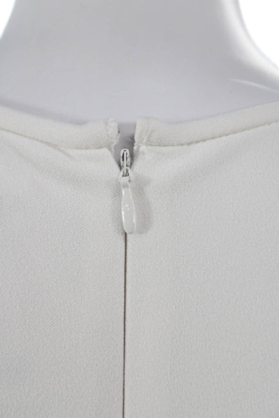 Calvin Klein Womens White Bodycon Dress Polyester Long Sleeve Zip Size 2