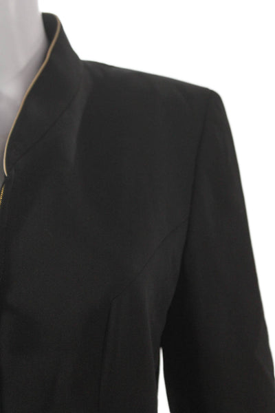 Escada Margaretha Ley Womens Skirt Suit Black Wool Zip Long Sleeve Size 36