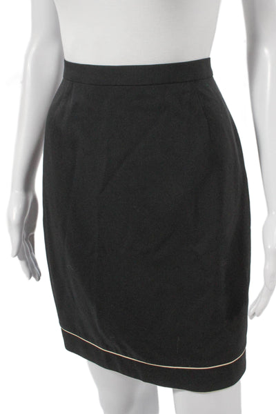 Escada Margaretha Ley Womens Skirt Suit Black Wool Zip Long Sleeve Size 36