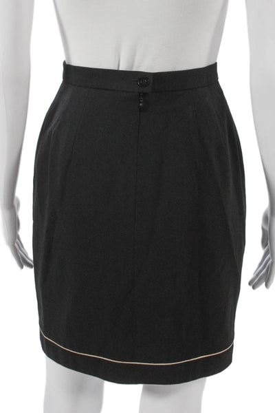 Escada Margaretha Ley Womens Skirt Suit Black Wool Zip Long Sleeve Size 36