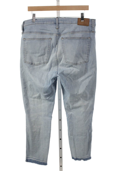 J Crew Womens Ankle Jeans Mid Rise Blue Cotton Blend Button Size 32