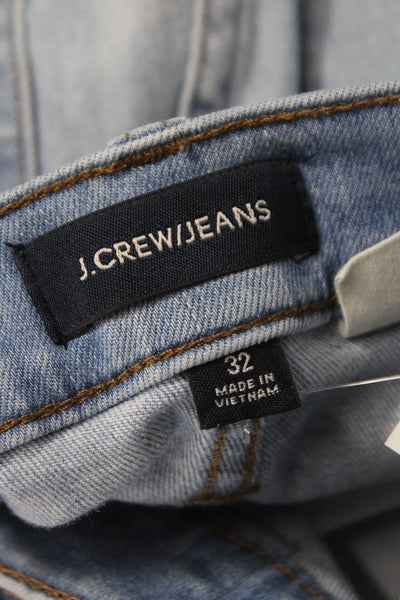 J Crew Womens Ankle Jeans Mid Rise Blue Cotton Blend Button Size 32