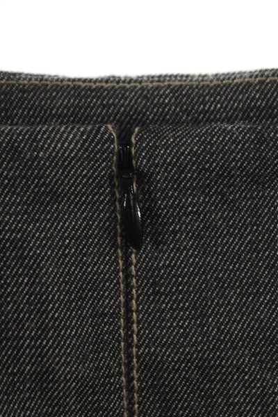 Elie Tahari Women Gray Cotton Straight Pencil Skirt Short Zip Size 14