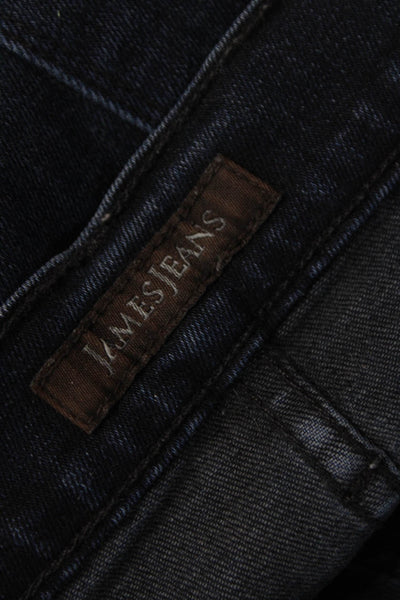 James Jeans Women Blue Straight High Rise Jeans Button Fly 26 Inseam Size 14
