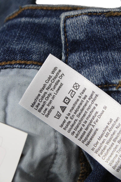 J Crew Womens Straight Jeans Blue High Rise Button Cotton Inseam 28 Size 33