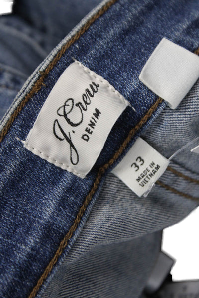 J Crew Womens Straight Jeans Blue High Rise Button Cotton Inseam 28 Size 33