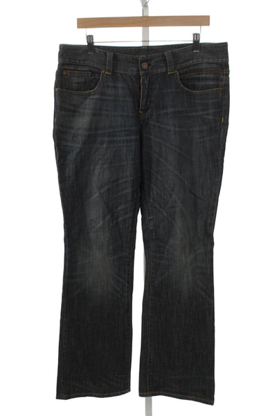 Elie Tahari Women Straight Jeans Blue Cotton Mid Rise Button Closure Size 14