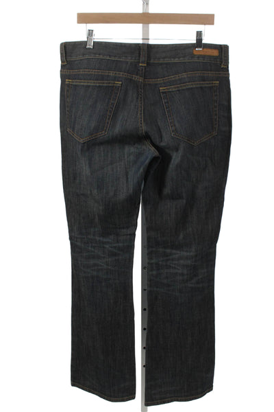 Elie Tahari Women Straight Jeans Blue Cotton Mid Rise Button Closure Size 14