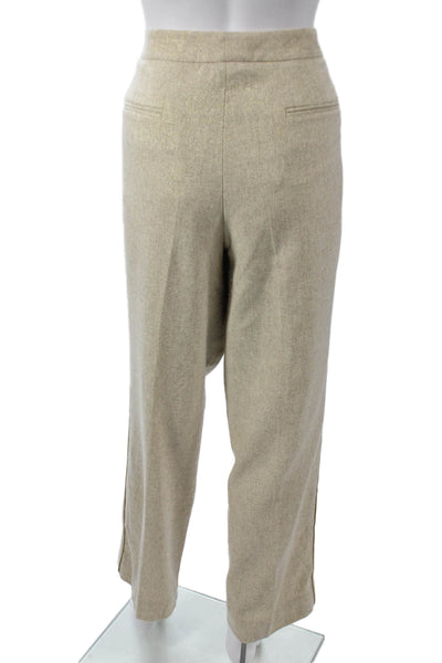 DKNY Women Dress Pants Beige Wool Blend Zip Inseam 29 Size 14