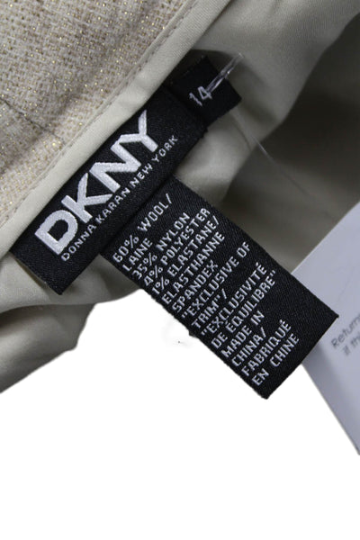 DKNY Women Dress Pants Beige Wool Blend Zip Inseam 29 Size 14