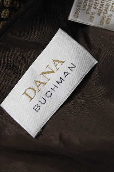 Dana Buchman Women Straight Pencil Skirt Brown Wool Check Knee Zip Size 14