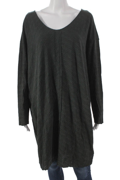 ATM Women Shift V Neck Long Sleeve Gray Top Size L
