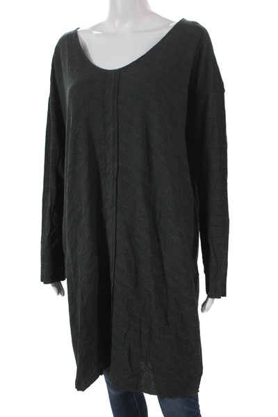 ATM Women Shift V Neck Long Sleeve Gray Top Size L