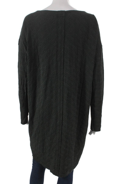 ATM Women Shift V Neck Long Sleeve Gray Top Size L