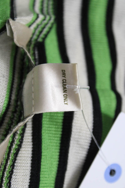Belford Womens Green Silk Striped Square Neck Sleeveless Basic Tank Size XL