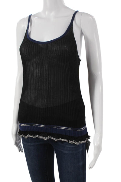 Missoni Womens Camisole Black Striped Viscose Scoop Neck Sleeveless Size 12