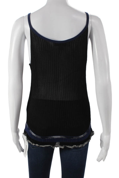 Missoni Womens Camisole Black Striped Viscose Scoop Neck Sleeveless Size 12